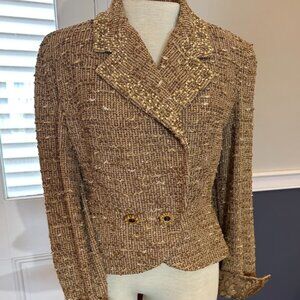 St. John Couture Tan Tweed Blazer Size 8